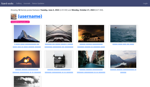 A          screenshot of part of Pandacap's favorites page, showing          gallery-style thumbnails